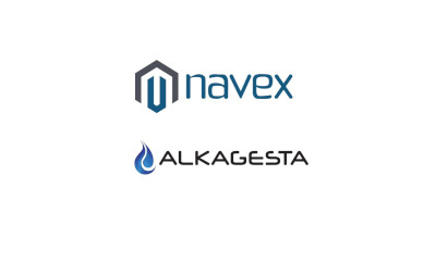 The logos of Navex and Alkagesta displayed on a white background.