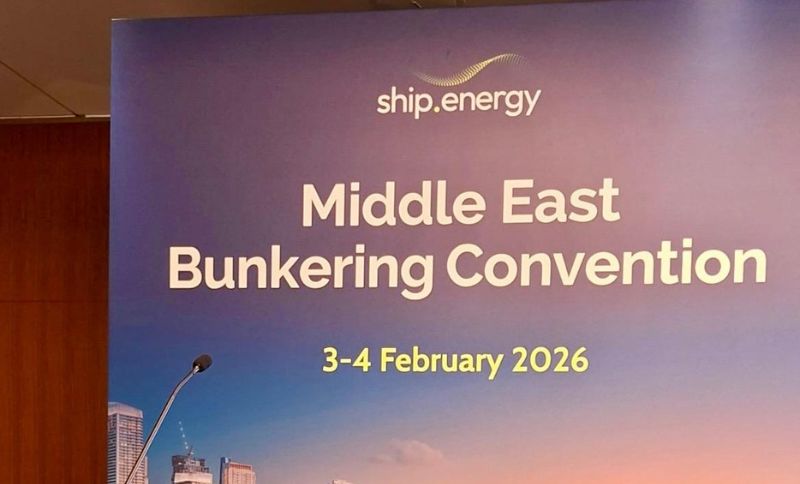 Middle East Bunkering Convention 2026 event signage by ship.energy