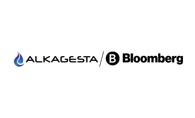 The Alkagesta and Bloomberg logos displayed side by side on a plain white background.