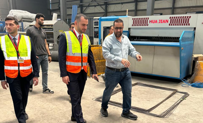 Alkavex delegation walking through a steel factory in Cairo during an on-site production and machinery inspection.