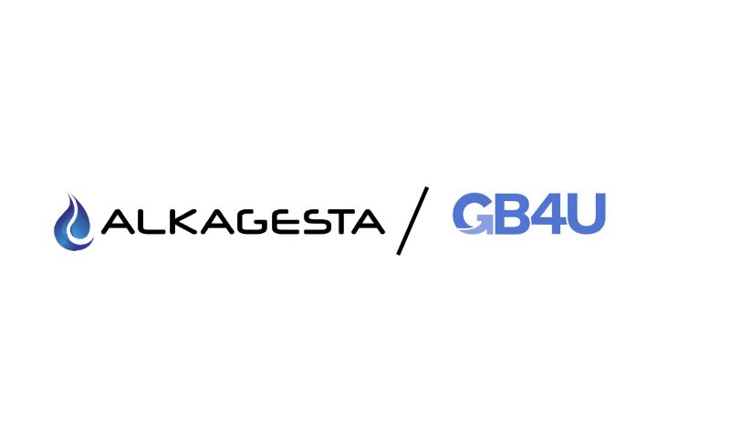 Logos for Alkagesta and GB4U separated by a forward slash.